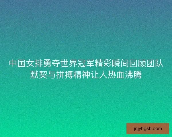 中国女排勇夺世界冠军精彩瞬间回顾团队默契与拼搏精神让人热血沸腾