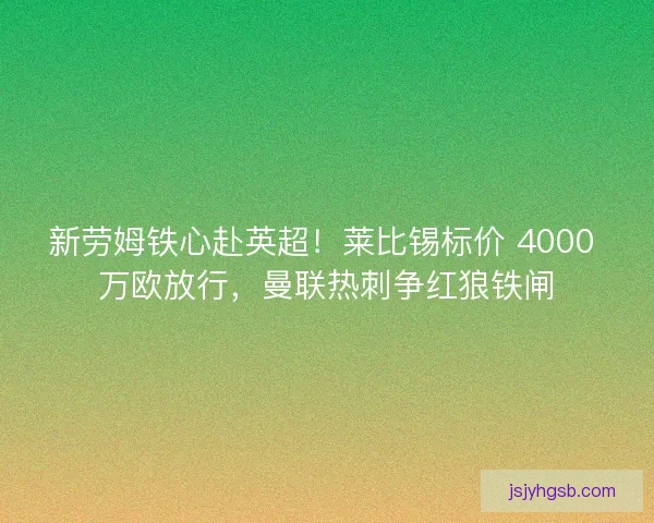 新劳姆铁心赴英超！莱比锡标价 4000 万欧放行，曼联热刺争红狼铁闸