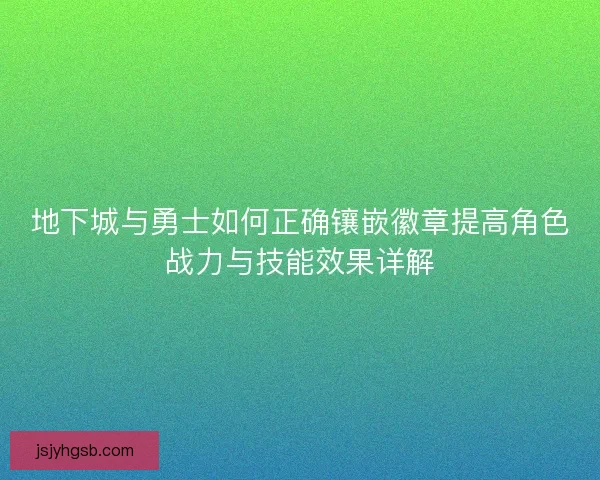 地下城与勇士如何正确镶嵌徽章提高角色战力与技能效果详解 地下城与勇士如何正确镶嵌徽章提高角色战力与技能效果详解