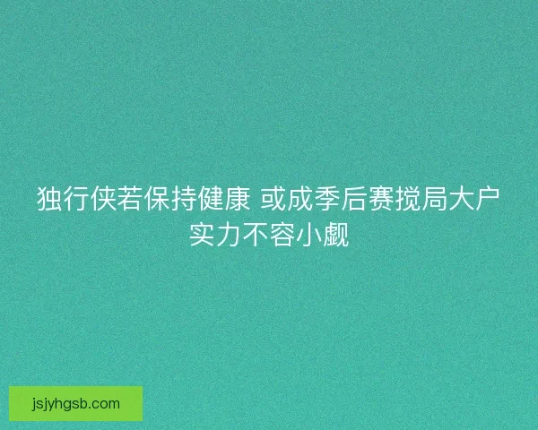 独行侠若保持健康 或成季后赛搅局大户实力不容小觑 独行侠若保持健康 或成季后赛搅局大户实力不容小觑